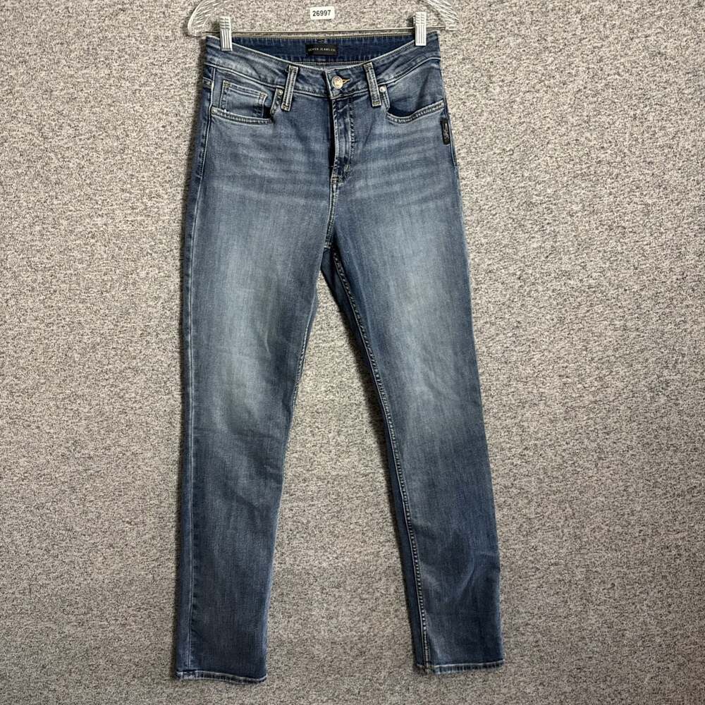 Silver Jeans Women's Size 30x33 Dark Wash Blue Denim Avery Straight Leg Jeans